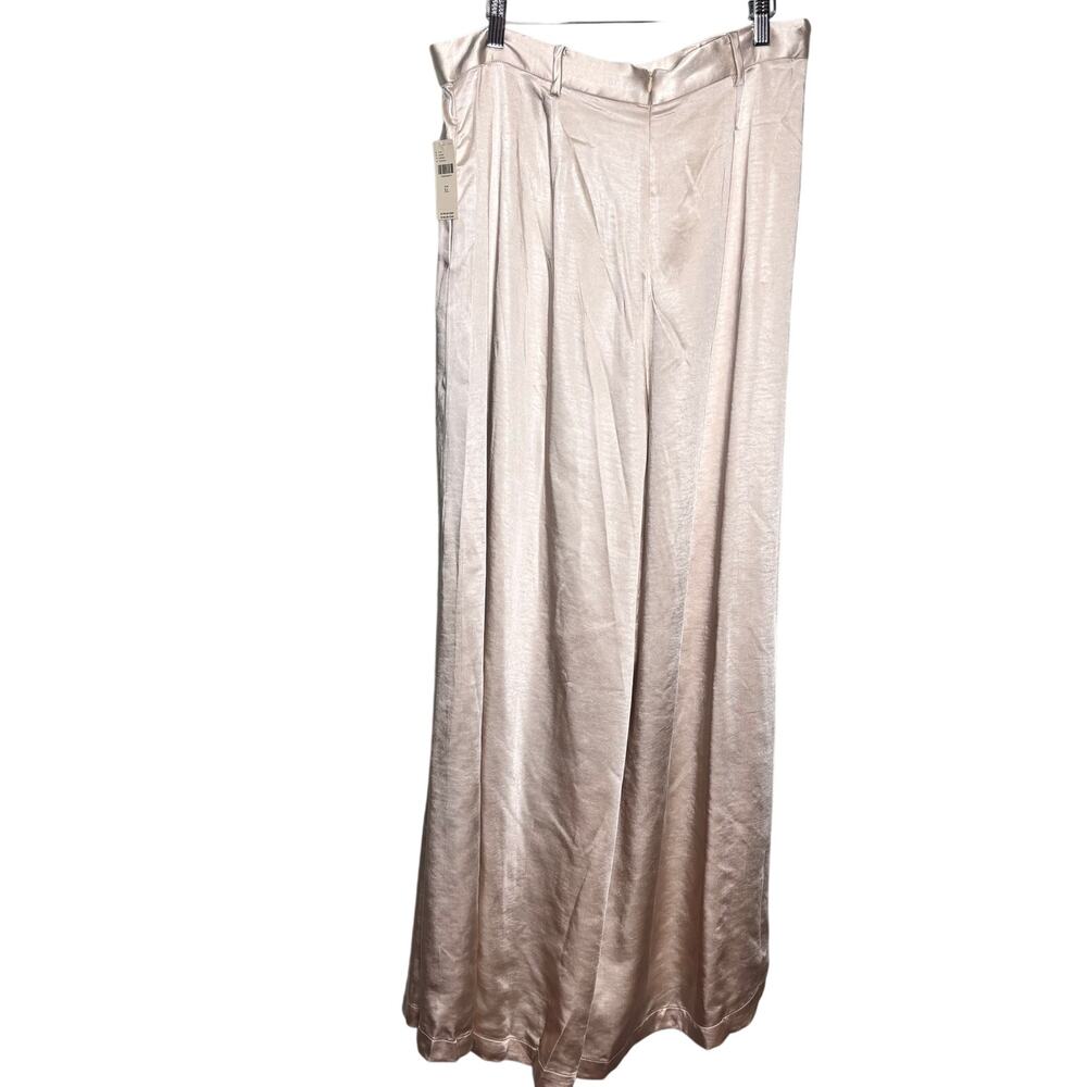 Anthro TND Champagne Satin Wide Leg Culotte Trousers XL
